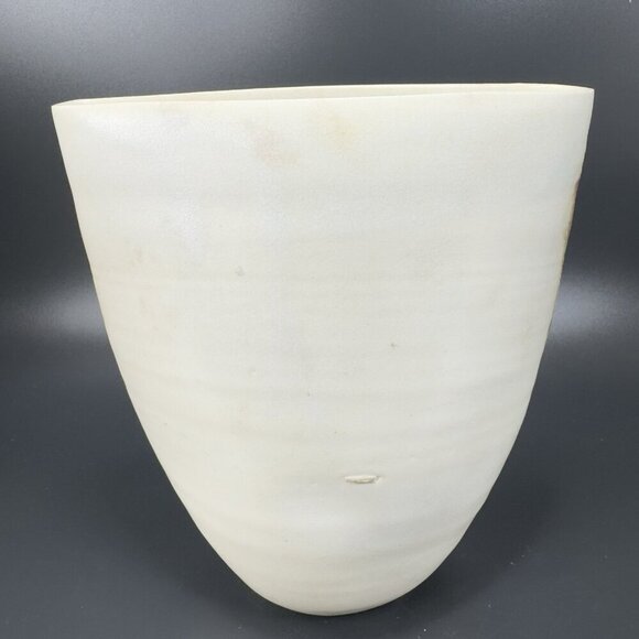 Vintage Hand Made Pottery Vase Vessel Flat Side Stoneware Art Marked Vase Vessel - Picture 12 of 13